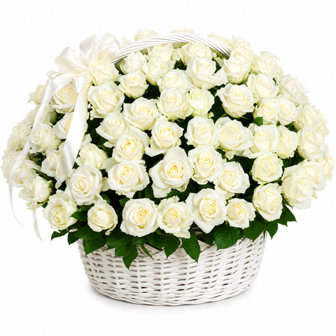 Кошик 51 біла троянда