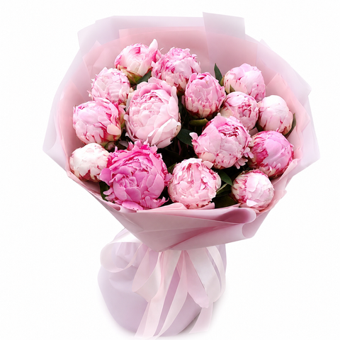 15 pink peonies